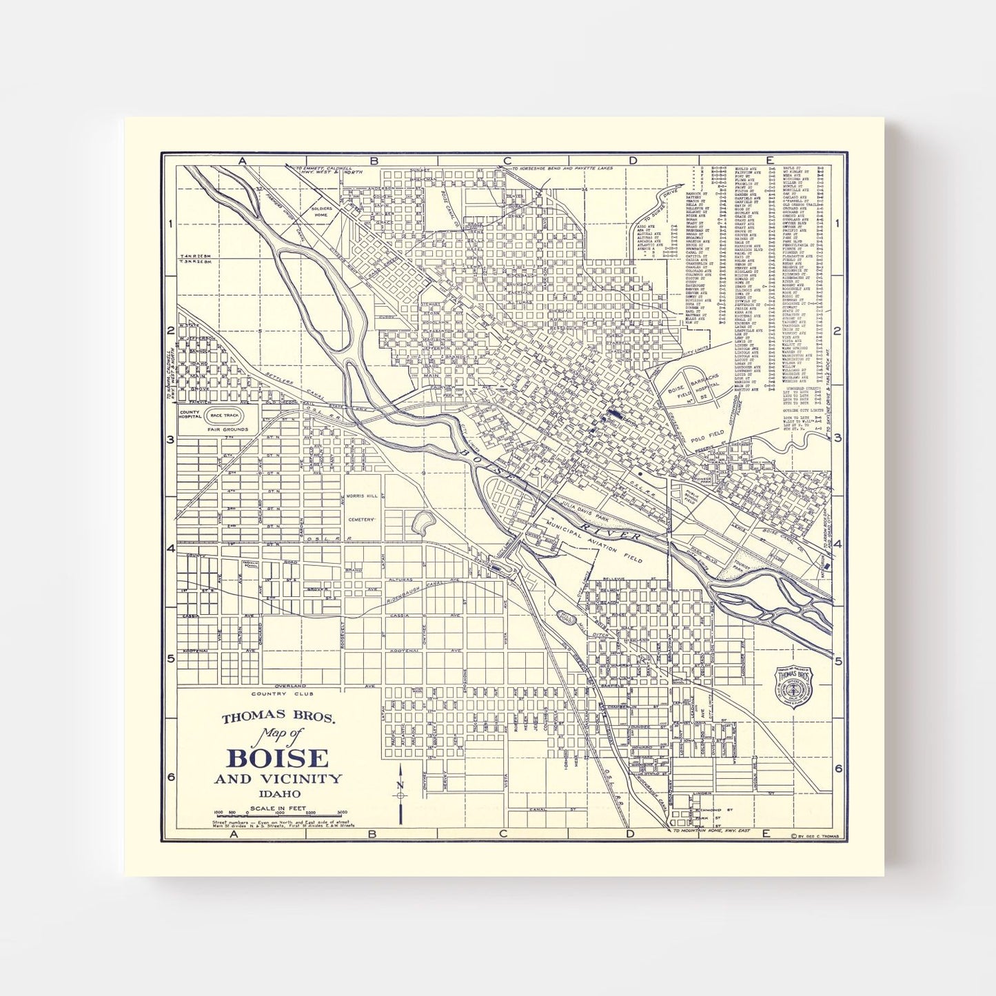 Vintage Map of Boise, Idaho, 1920