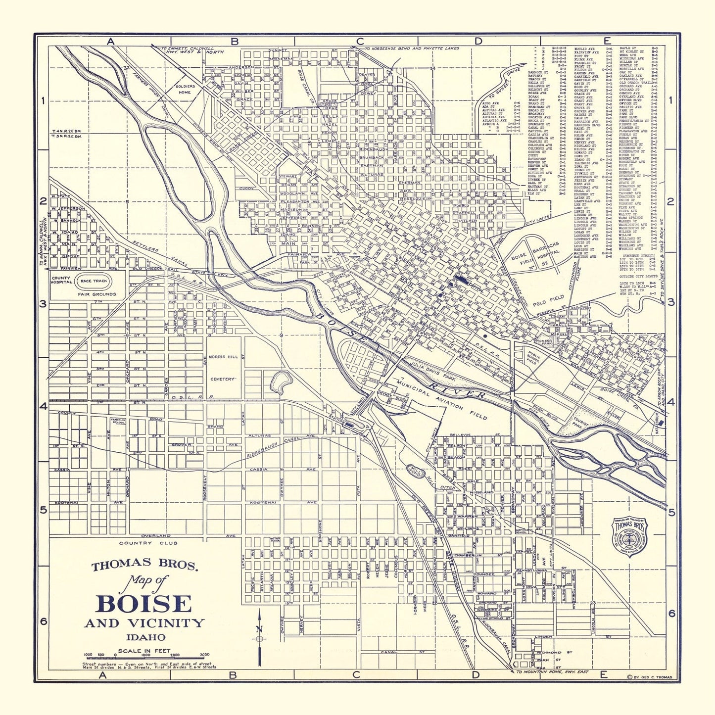 Vintage Map of Boise, Idaho, 1920