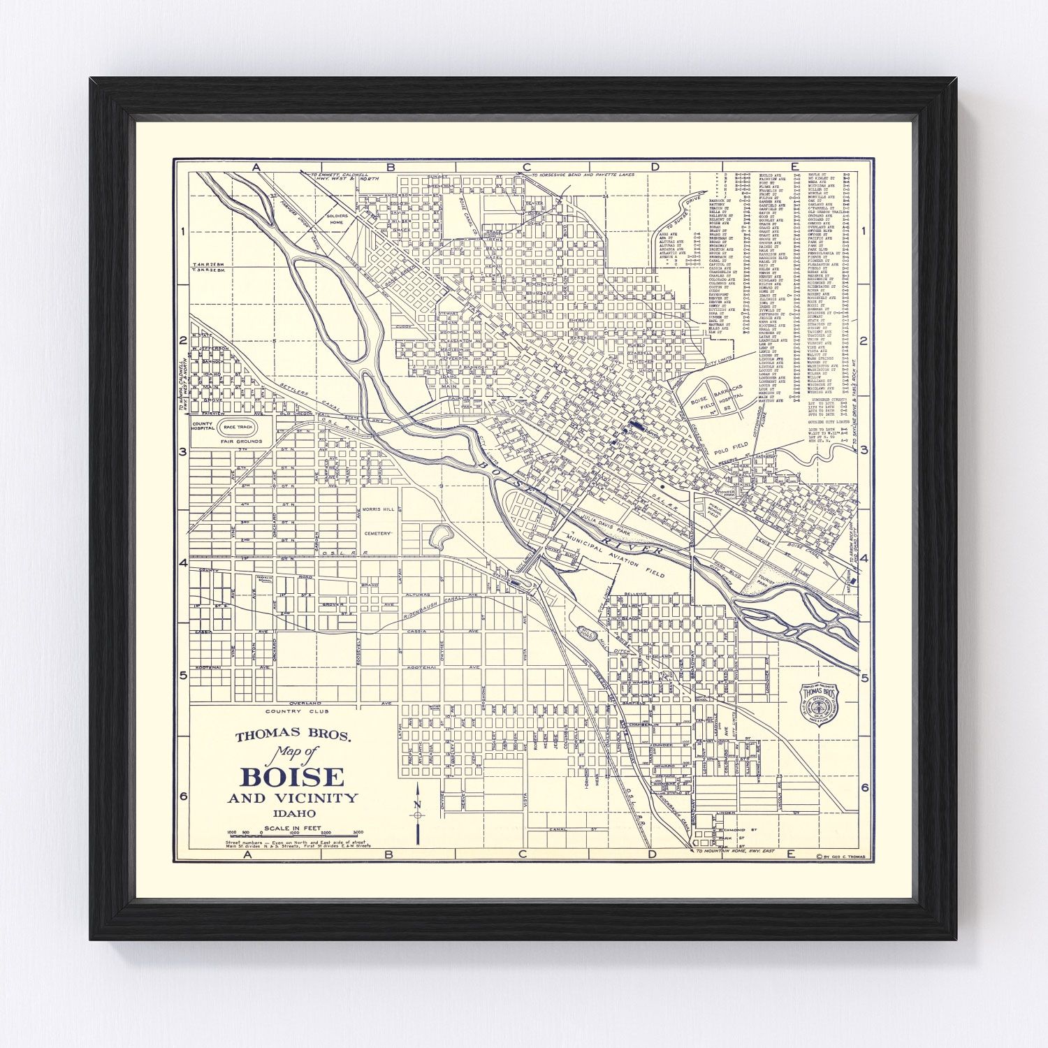 vintage map of Boise, Idaho, 1920
