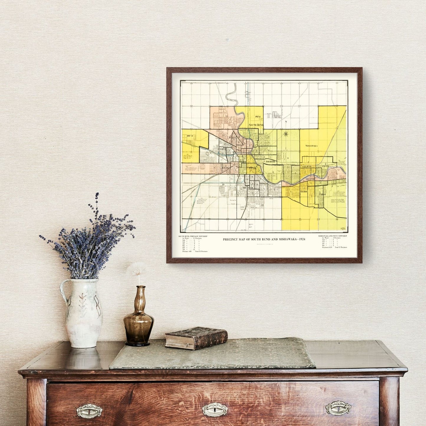Vintage Map of South Bend, Indiana, 1924