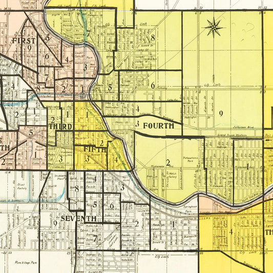 Vintage Map of South Bend, Indiana, 1924