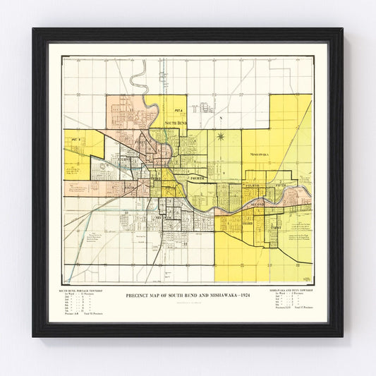Vintage map of South Bend, Indiana, 1924