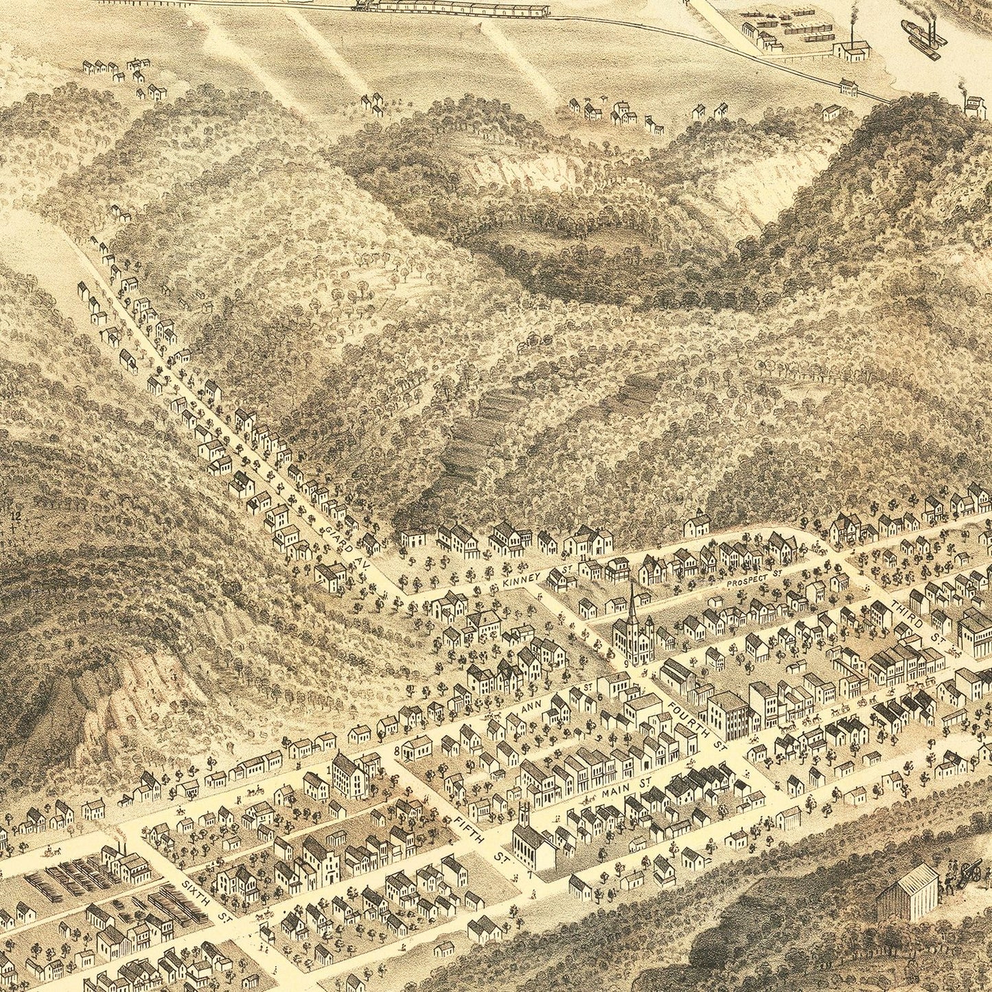 Vintage Map of McGregor, Iowa, 1869
