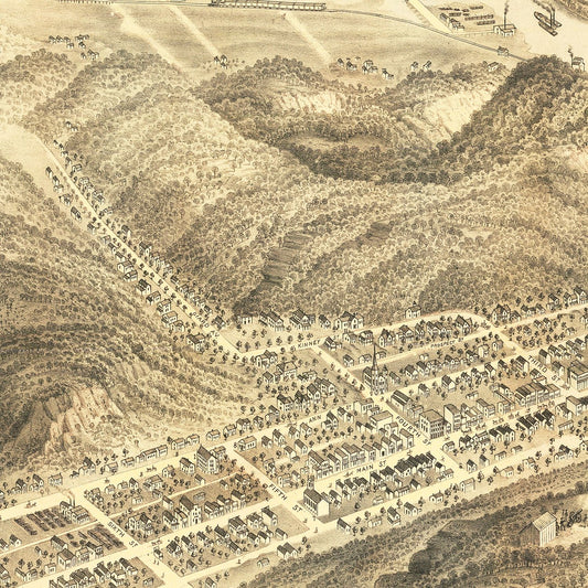 Vintage Map of McGregor, Iowa, 1869