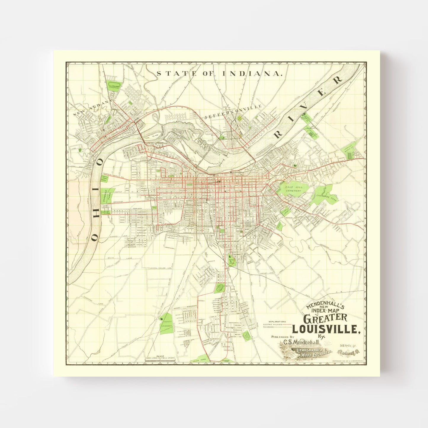 Vintage Map of Louisville, Kentucky, 1906