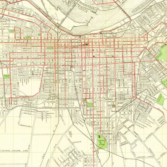 Vintage Map of Louisville, Kentucky, 1906
