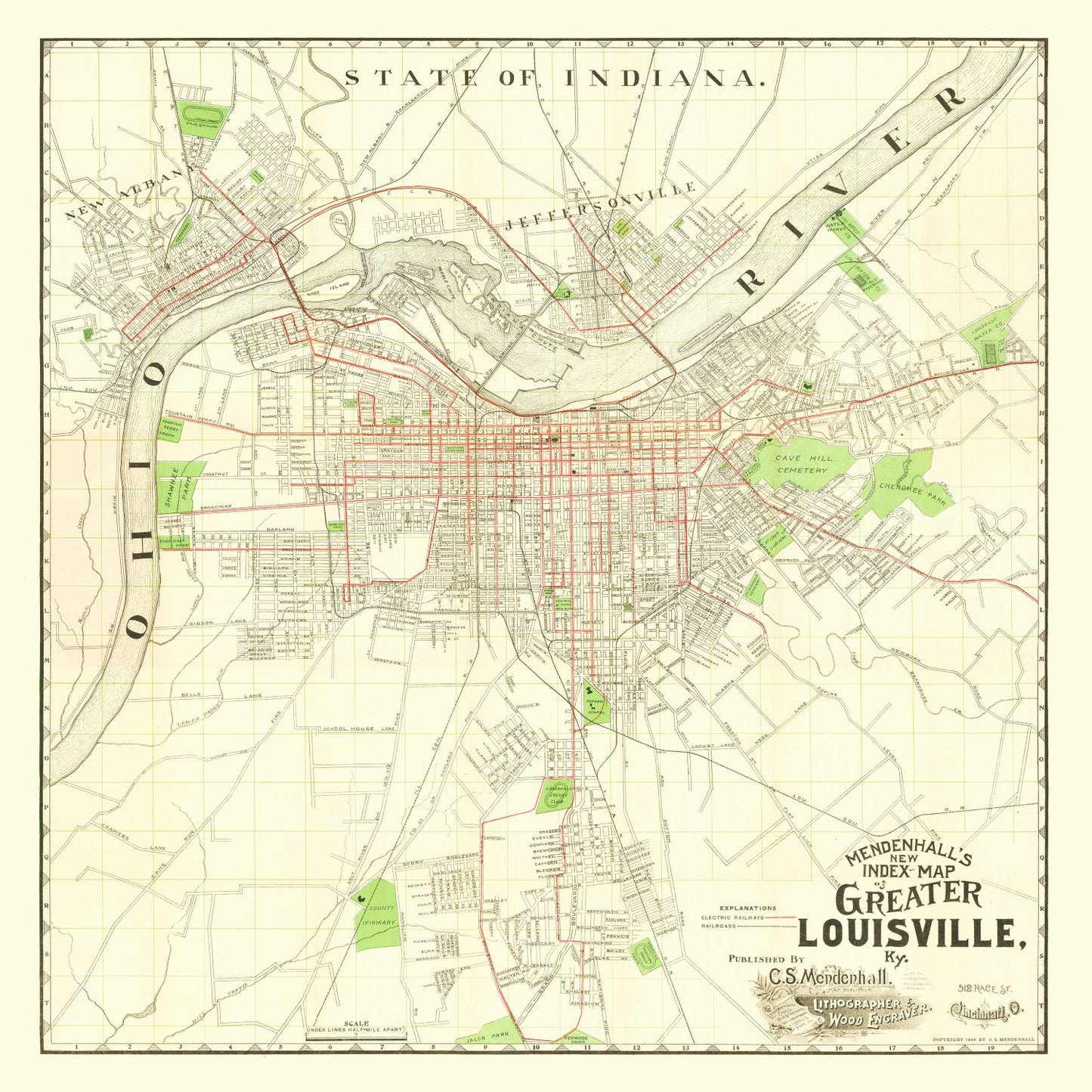 Vintage Map of Louisville, Kentucky, 1906