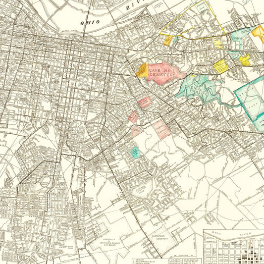Vintage Map of Louisville, Kentucky, 1943