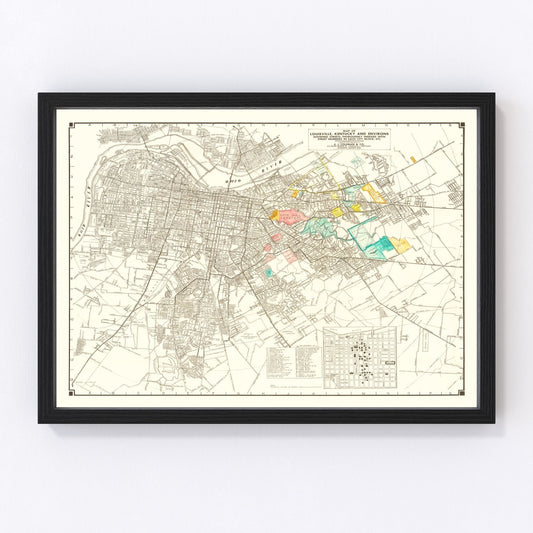 Vintage map of Louisville, Kentucky, 1943