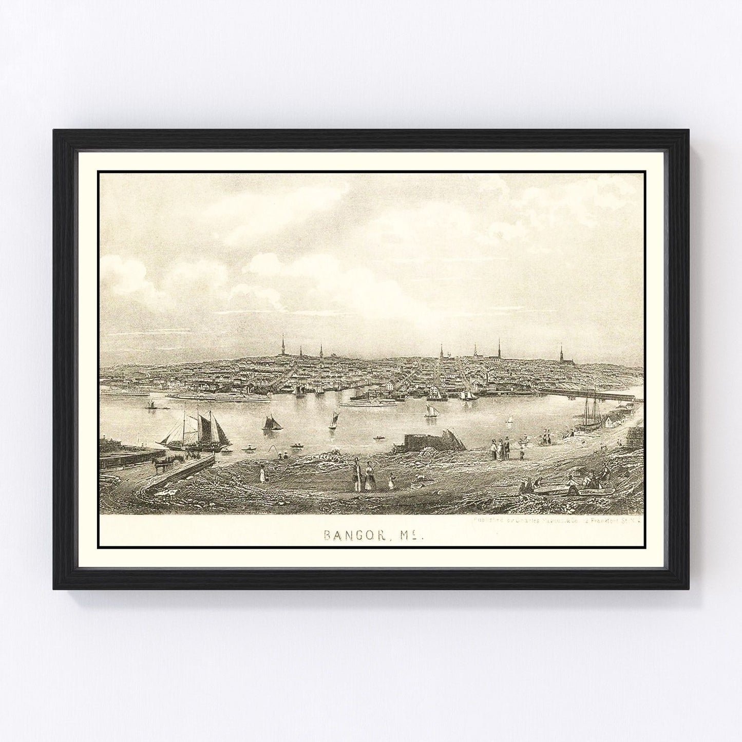 Vintage map of Bangor, Maine, 1850