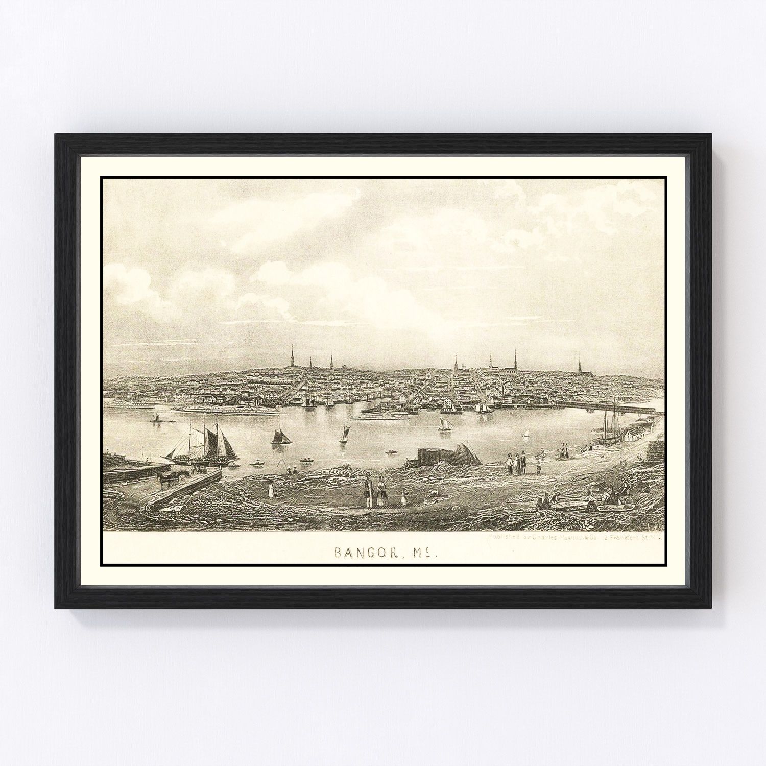 Vintage map of Bangor, Maine, 1850
