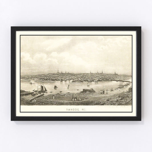 Vintage map of Bangor, Maine, 1850