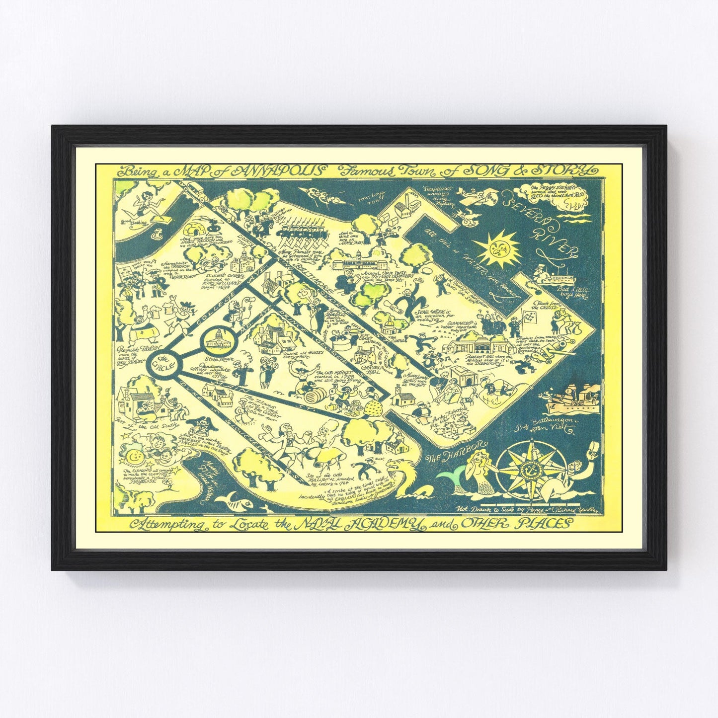 Restored vintage map of Annapolis, Maryland, 1932