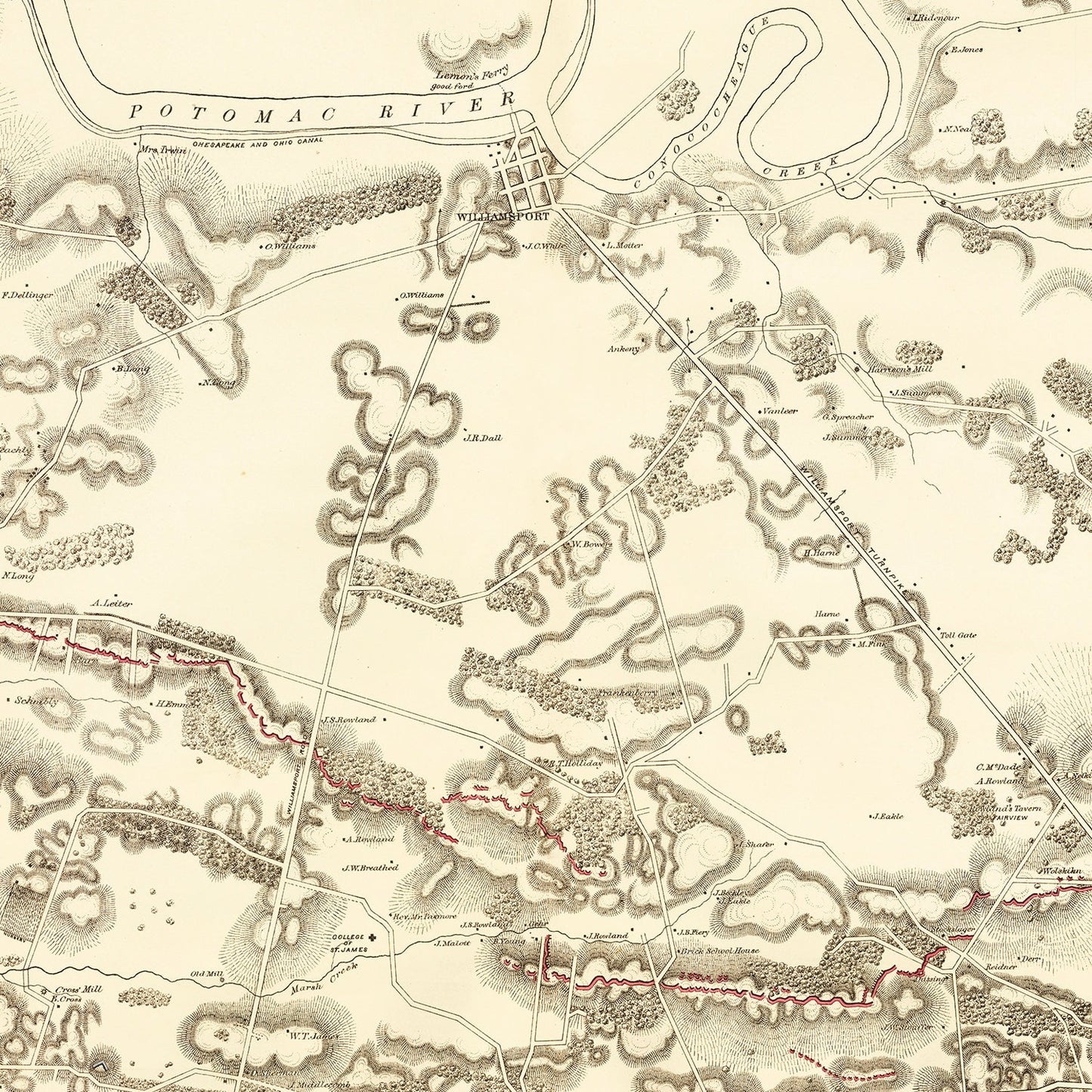Vintage Map of Hagerstown & Funkstown, Maryland, 1879