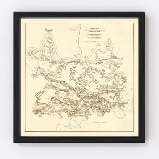 Vintage map of Hagerstown and Funkstown, Maryland, 1879