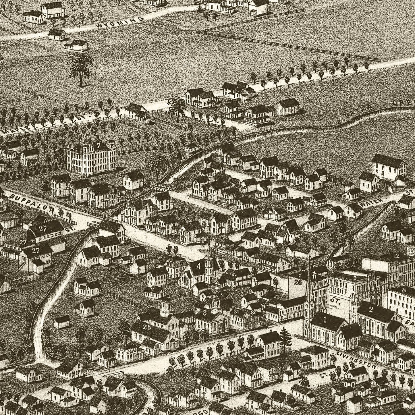 Vintage Map of Warsaw, New York, 1885
