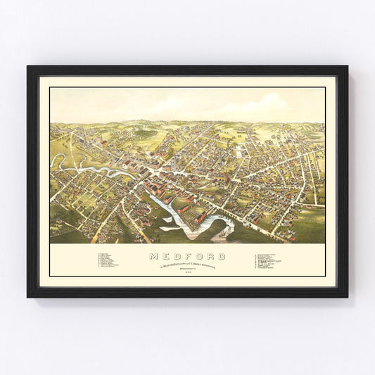 Vintage map of Medford, Massachusetts, 1880
