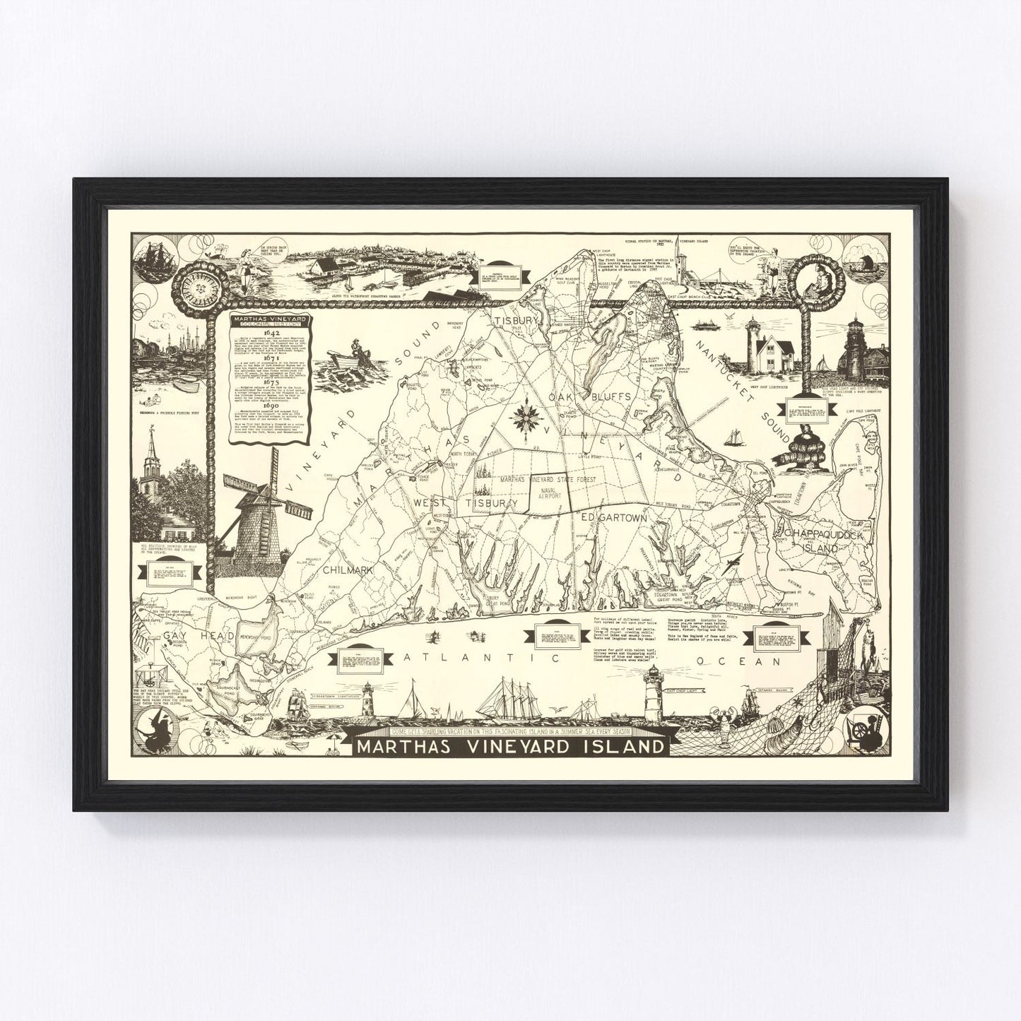 Vintage map of Martha's Vineyard, Massachusetts, 1935