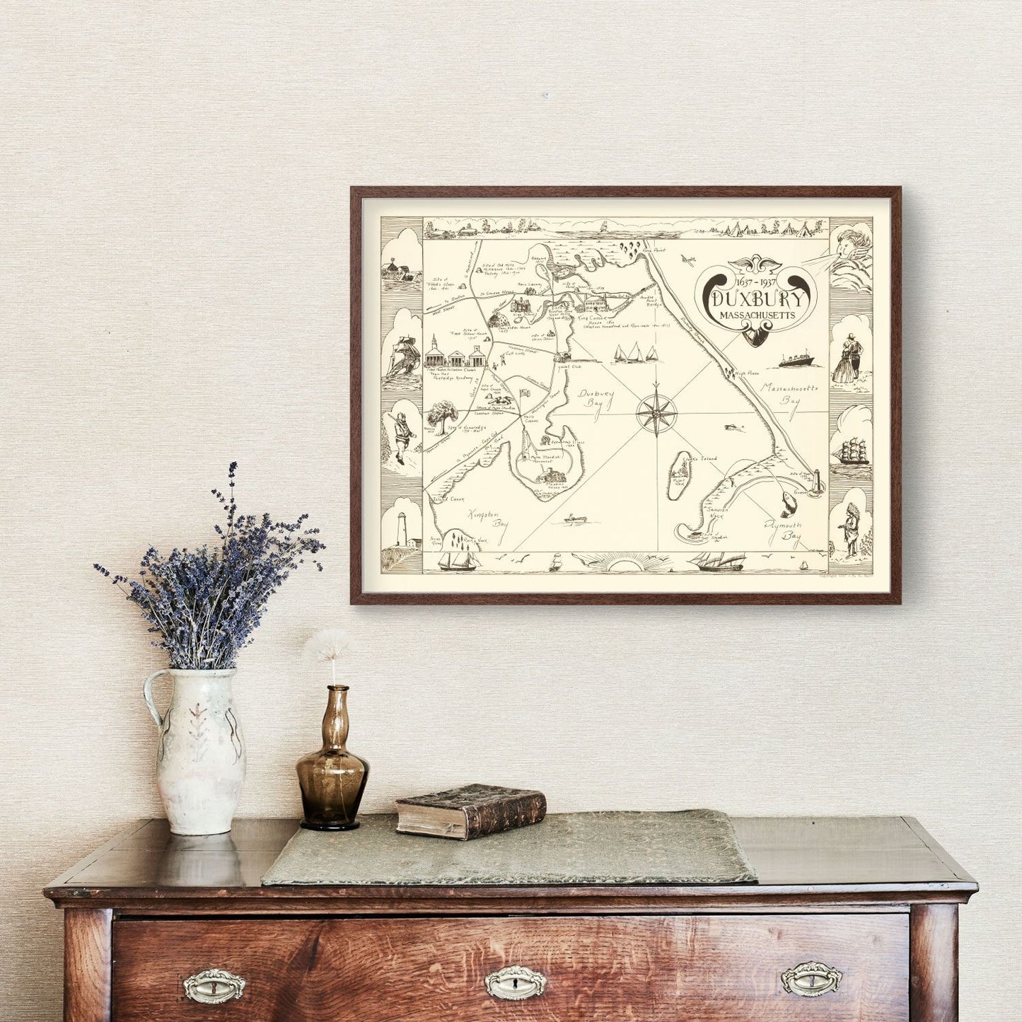 Vintage Map of Duxbury, Massachusetts, 1937
