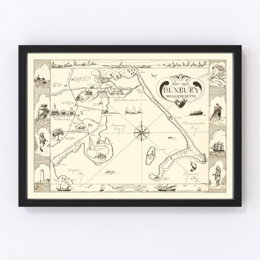 Vintage map of Duxbury, Massachusetts, 1937