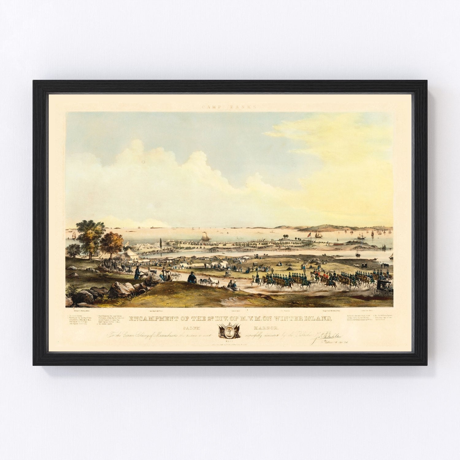 vintage map of Salem, Massachusetts, historic port city, 1860