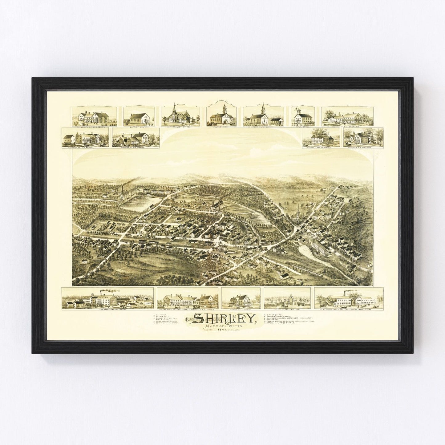 vintage map of Shirley, Massachusetts, 1892