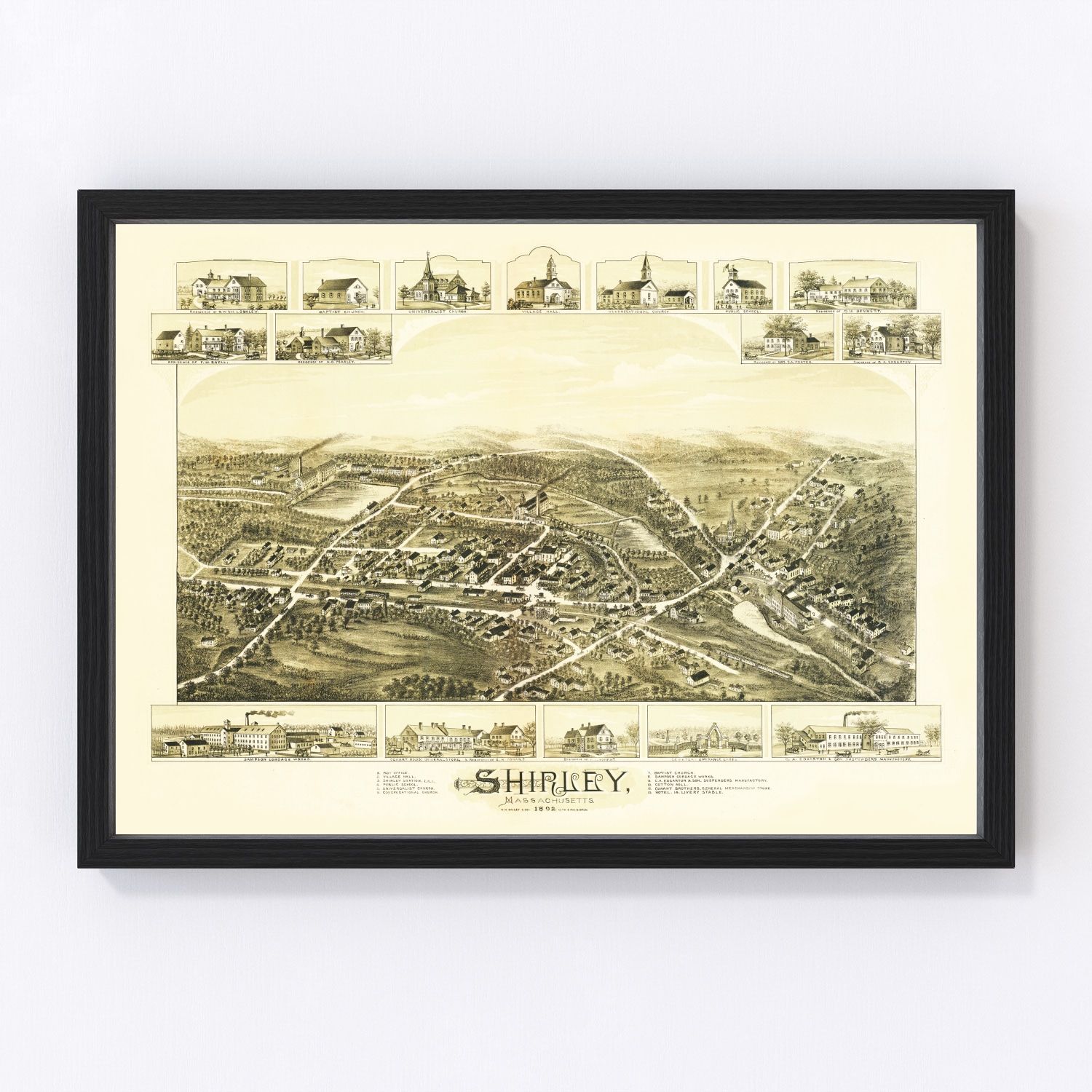 vintage map of Shirley, Massachusetts, 1892