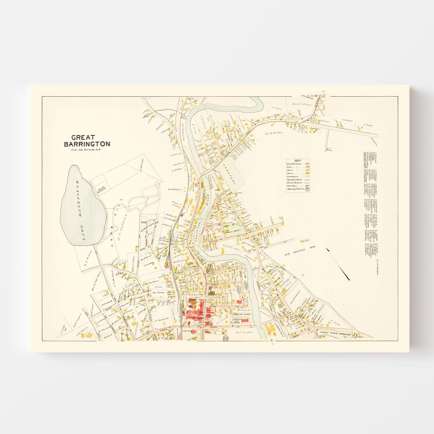 Vintage Map of Great Barrington, Massachusetts, 1900