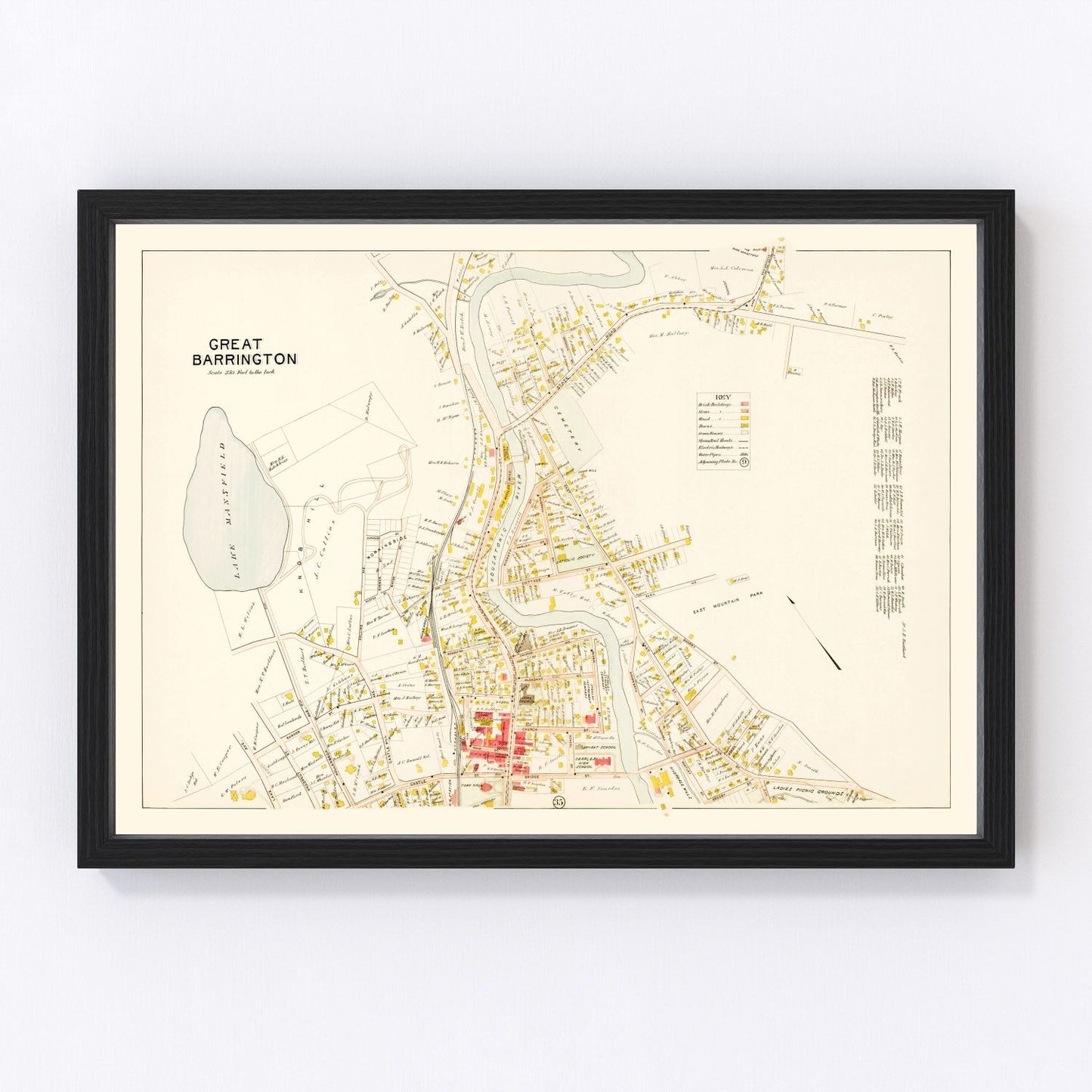 Vintage map of Great Barrington, Massachusetts, 1900