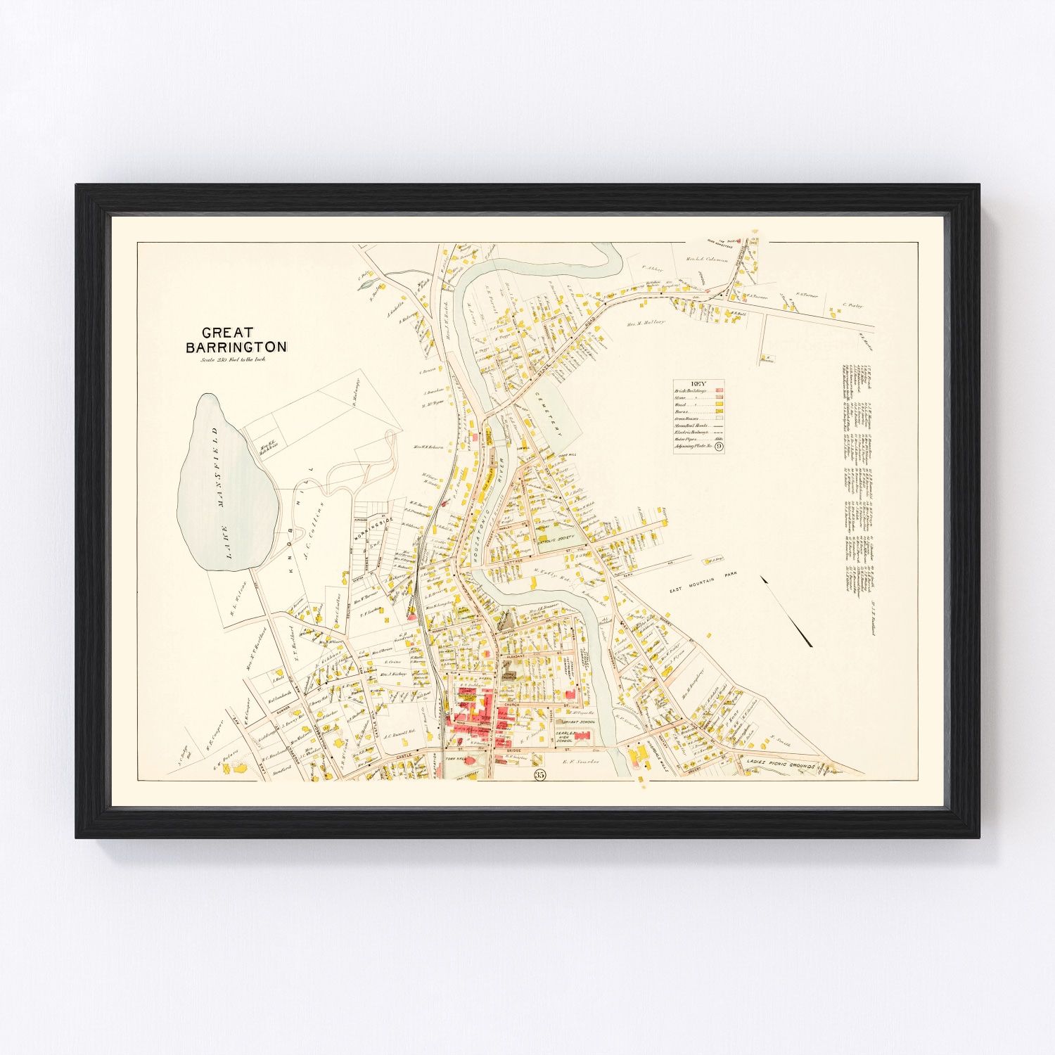 Vintage map of Great Barrington, Massachusetts, 1900