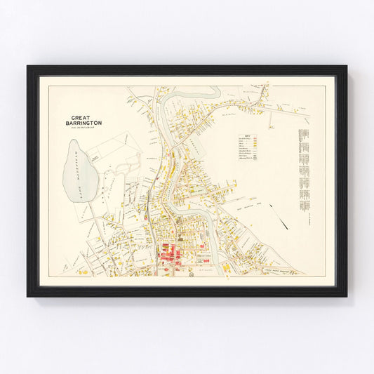 Vintage map of Great Barrington, Massachusetts, 1900