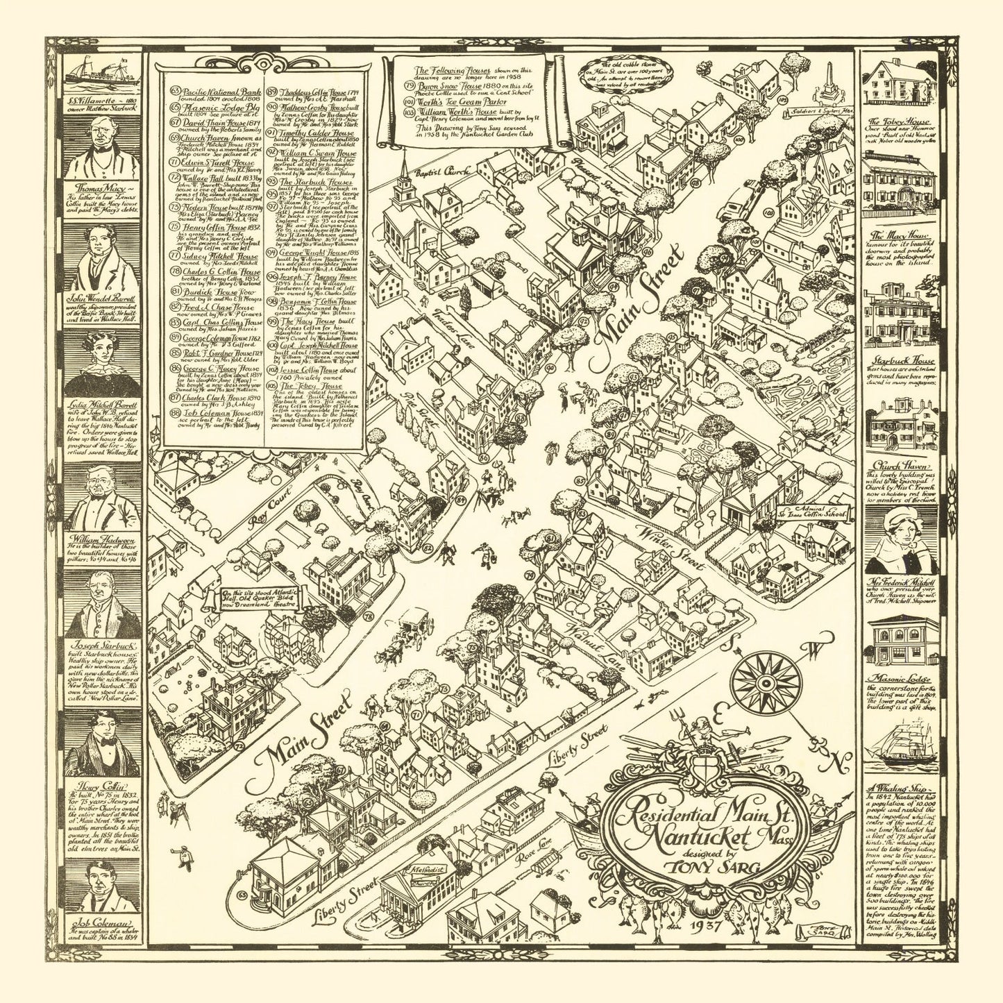 Vintage Map of Nantucket, Massachusetts, 1937