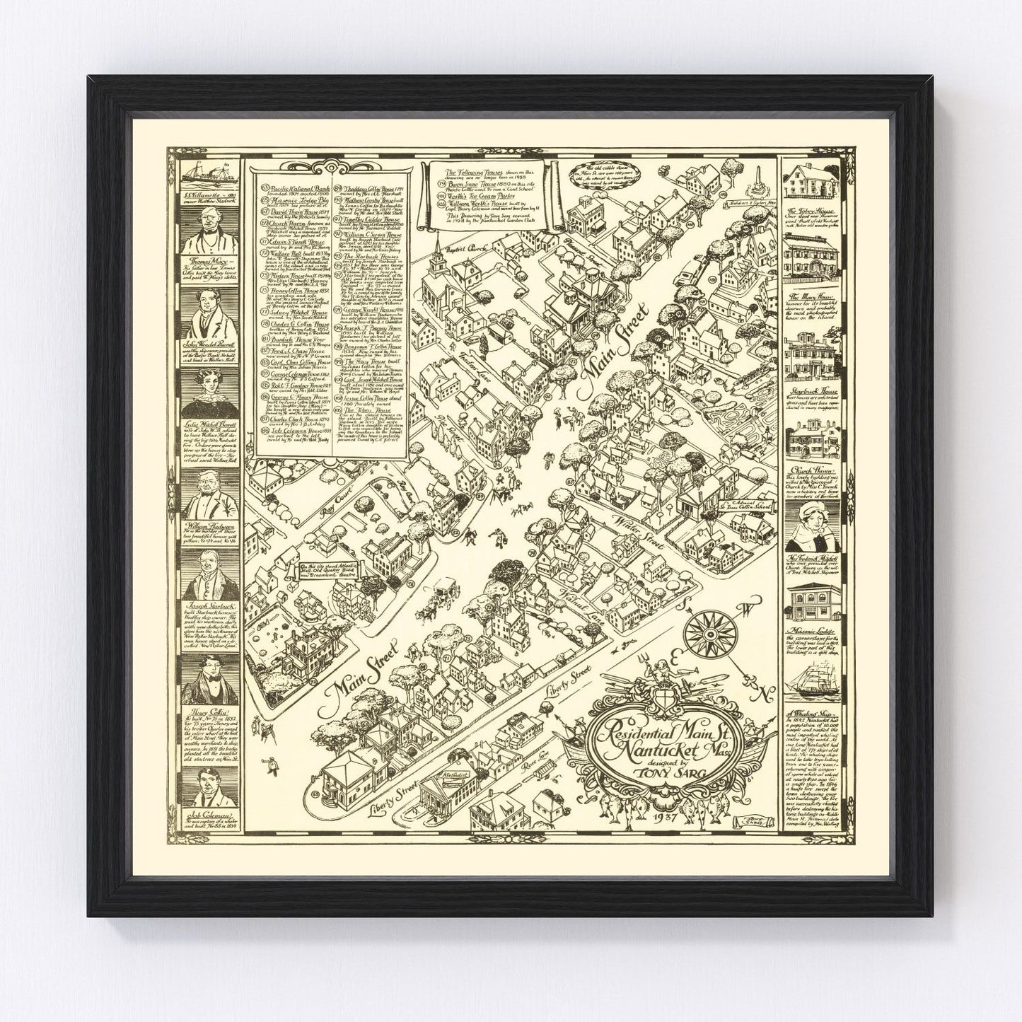 Vintage map of Nantucket, Massachusetts, 1937