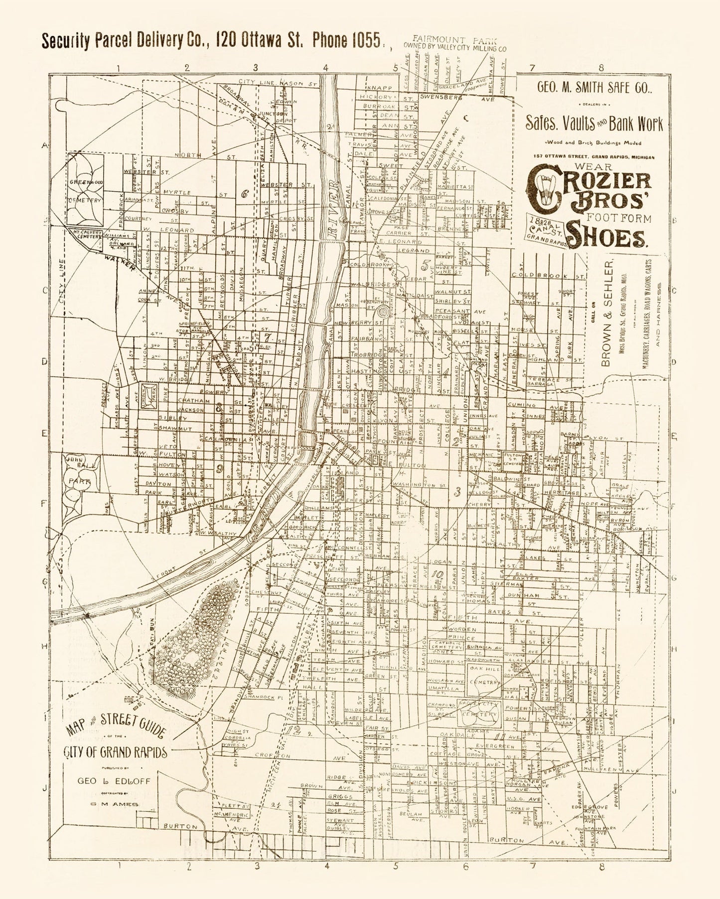 Vintage Map of Grand Rapids, Michigan, 1893
