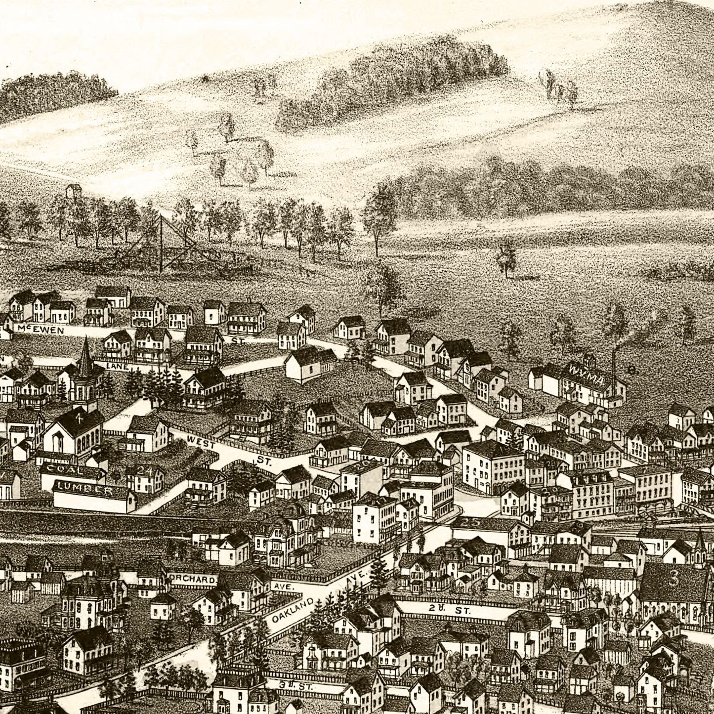 Vintage Map of Warwick, New York, 1887