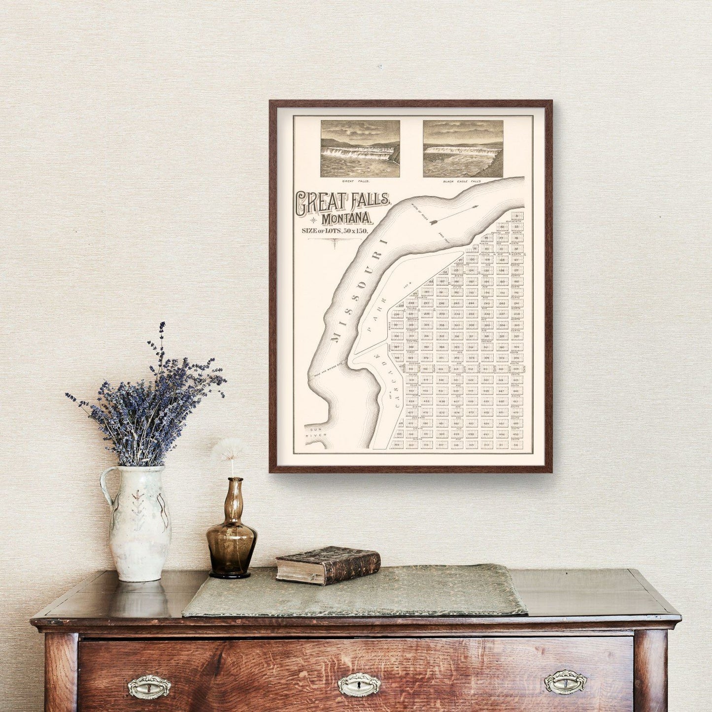 Vintage Map of Great Falls, Montana, 1883