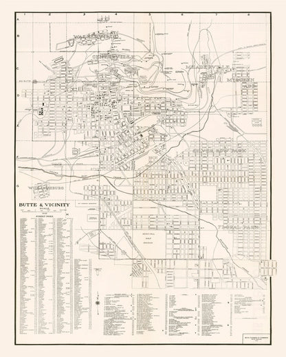 Vintage Map of Butte, Montana, 1939 Wall Art