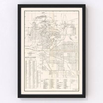 Vintage map of Butte, Montana, 1939, digitally restored