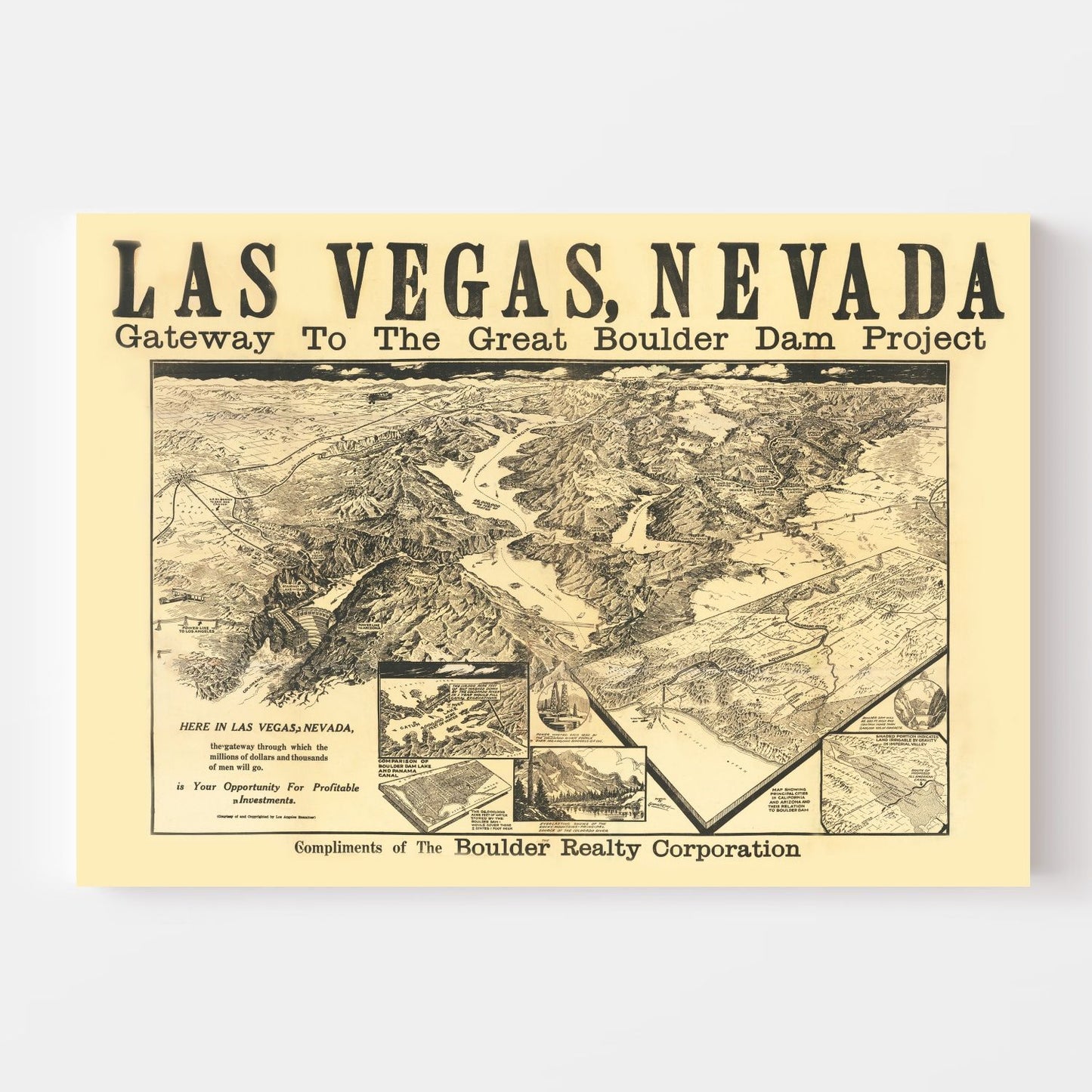 Vintage Map of Las Vegas, Nevada, 1932