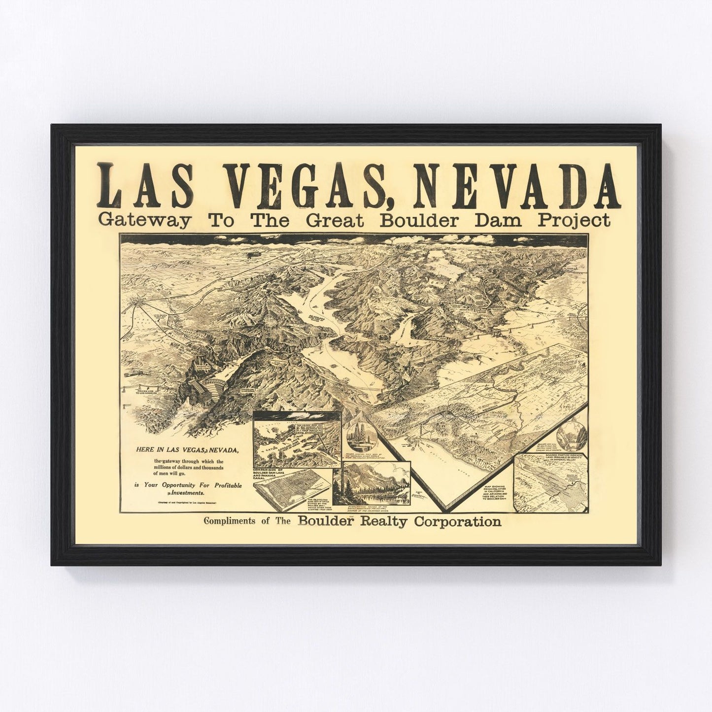 Vintage map of Las Vegas, Nevada, 1932