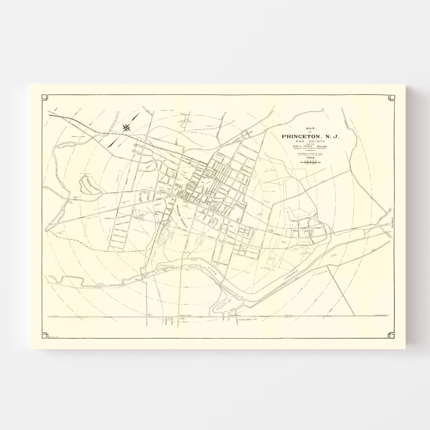 Vintage Map of Princeton, New Jersey, 1926