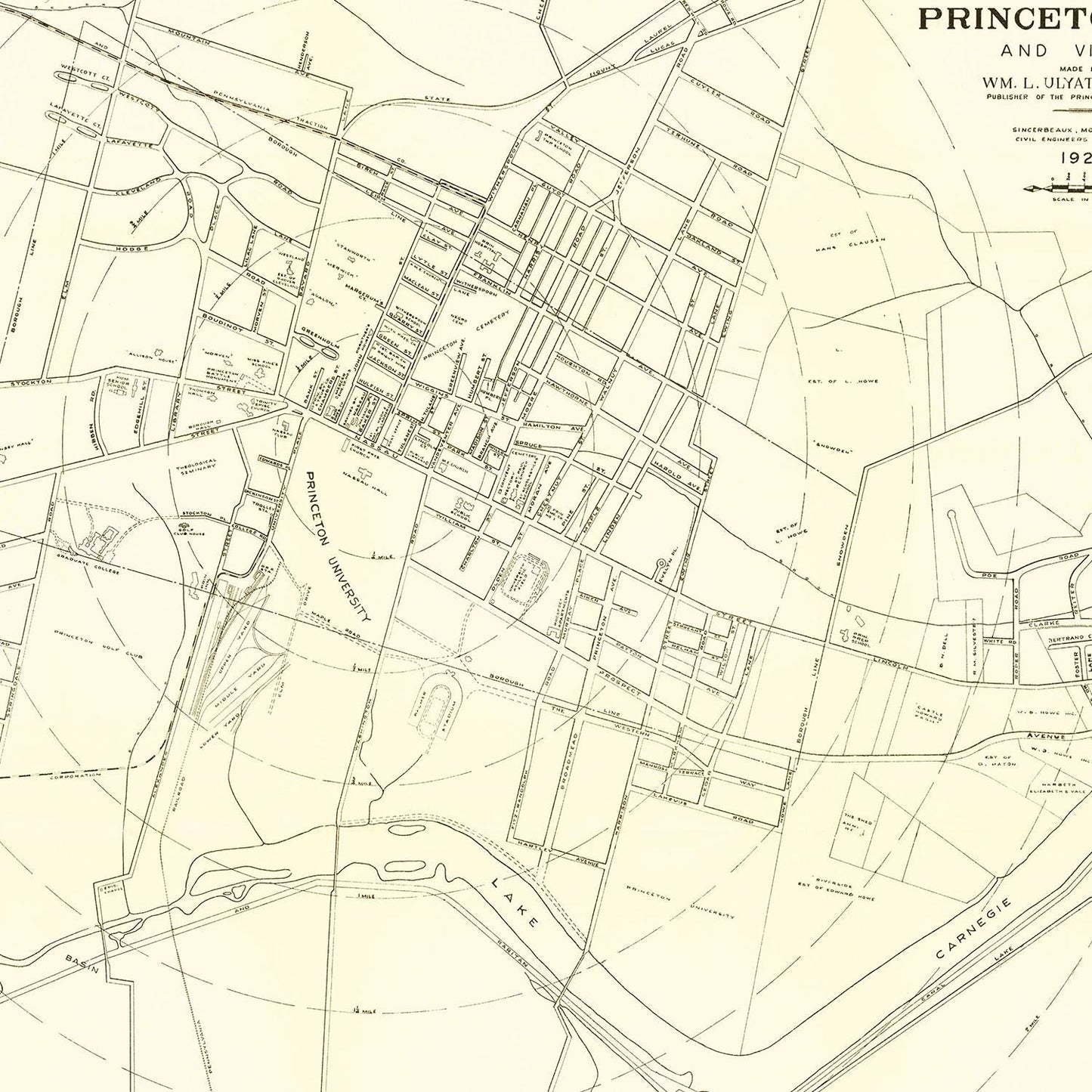Vintage Map of Princeton, New Jersey, 1926