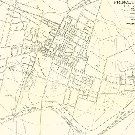 Vintage Map of Princeton, New Jersey, 1926