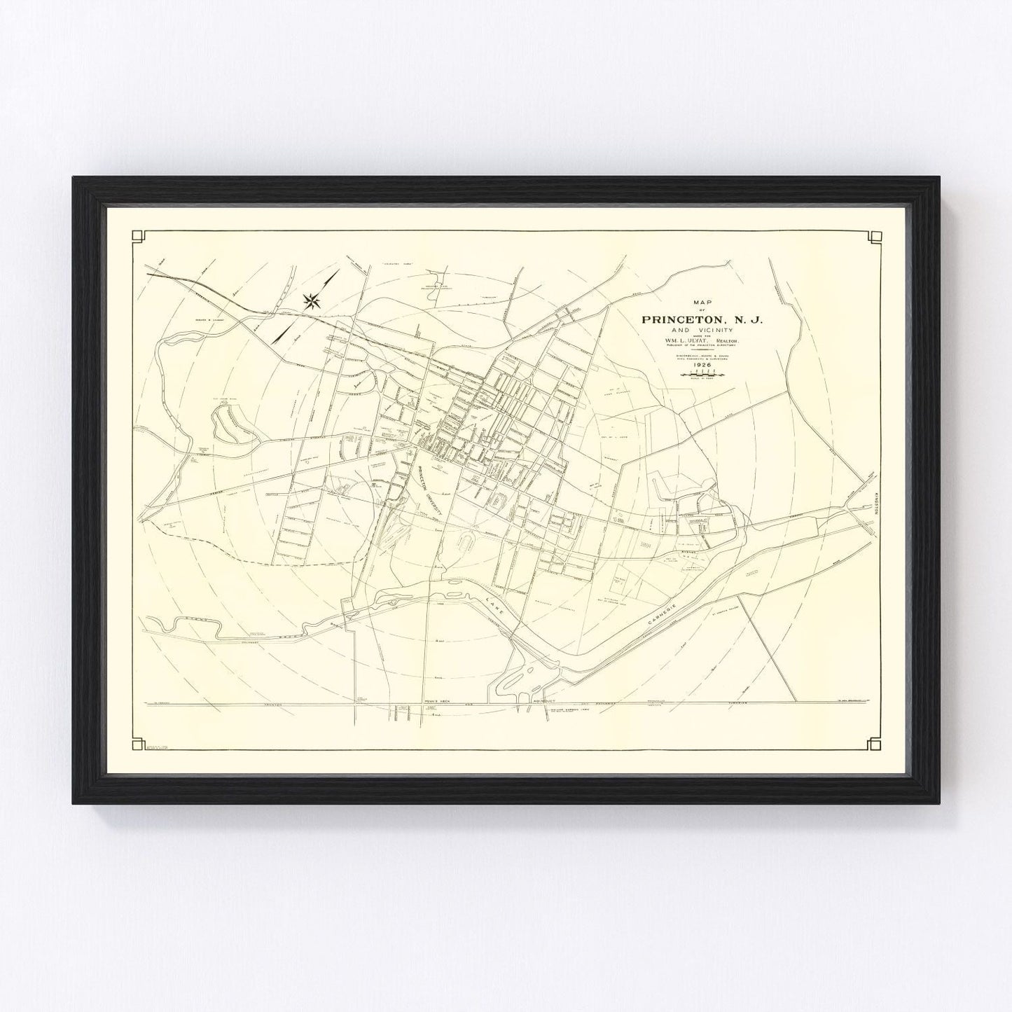 Vintage map of Princeton, New Jersey, 1926