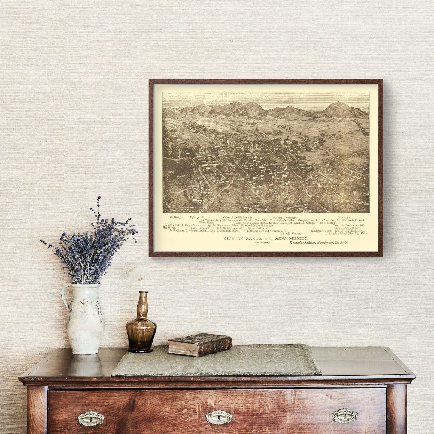 Vintage Map of Santa Fe, New Mexico, 1885