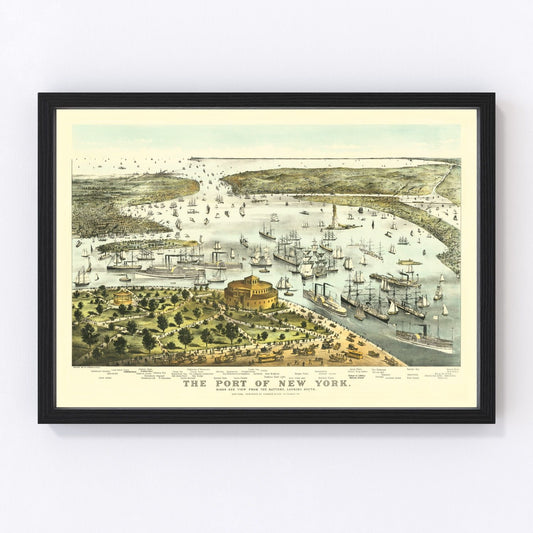 vintage map of the Port of New York, 1878
