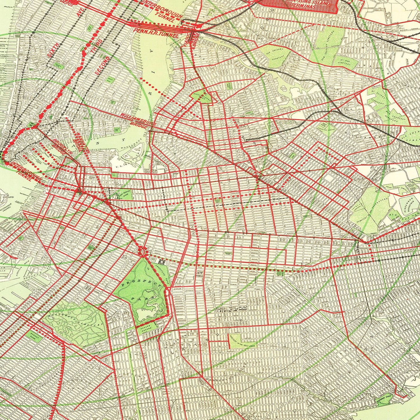 Vintage Map of Brooklyn, New York, 1906