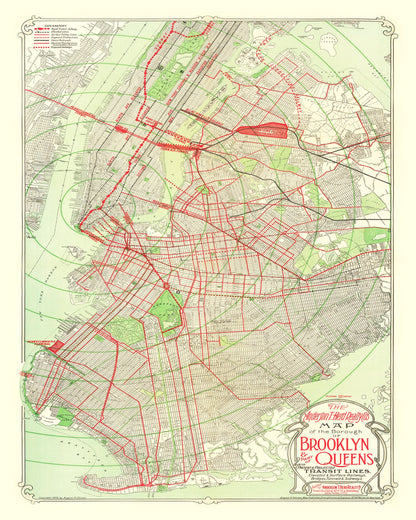 Vintage Map of Brooklyn, New York, 1906