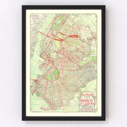 Vintage map of Brooklyn, New York, 1906 - digitally restored cartographic print