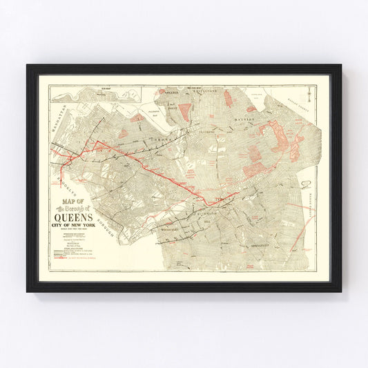 Vintage map of Queens, New York, 1937